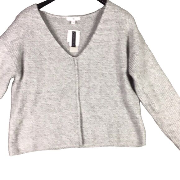 BP Women’s Size S Gray Ribbed Knit V-Neck Pullover Sweater Long Sleeve NWT - Picture 2 of 14